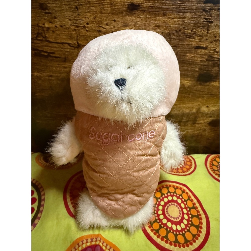 Boyds Bears Sugar Cone Plush Teddy Bear Ice Cream Costume Pink Tan White